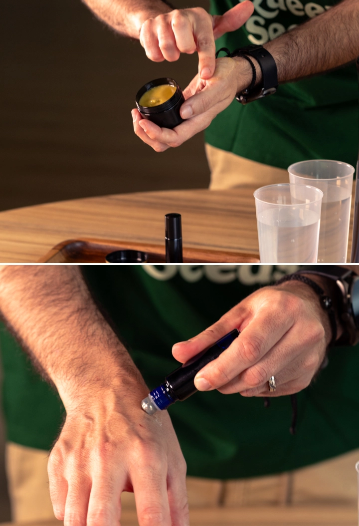 Scopri come applicare sulla pelle un balsamo alla cannabis fatto in casa o un olio roll-on come ultimo passaggio della tua routine naturale.