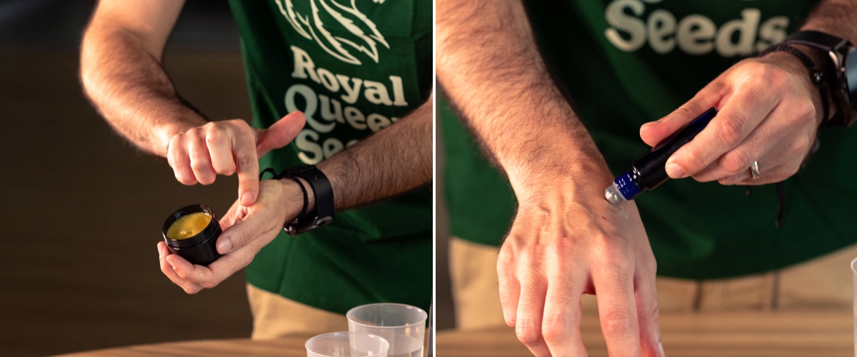Scopri come applicare sulla pelle un balsamo alla cannabis fatto in casa o un olio roll-on come ultimo passaggio della tua routine naturale.