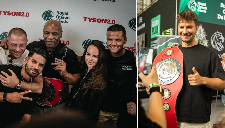 Mike Tyson incontra il team di Royal Queen Seeds Guarda Mike Tyson con il team di Royal Queen Seeds durante l’evento TYSON 2.0, celebrando la cultura e la community della cannabis.