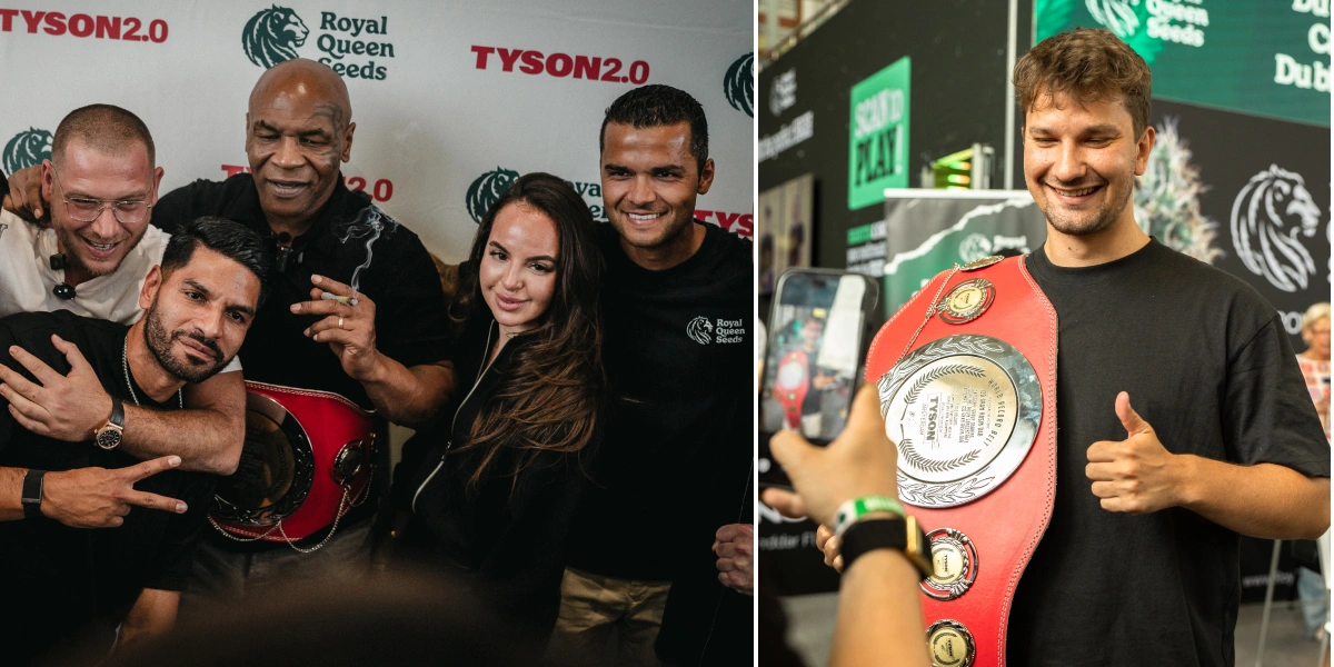 Mike Tyson incontra il team di Royal Queen Seeds Guarda Mike Tyson con il team di Royal Queen Seeds durante l’evento TYSON 2.0, celebrando la cultura e la community della cannabis.