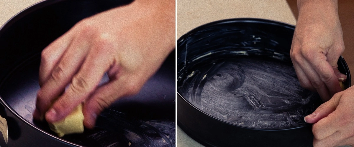 Imburrare una tortiera a cerniera con burro